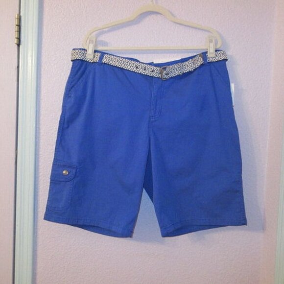 Croft & Barrow Bermuda Shorts Womens Size 18 Belted Stretch Secretly Slimming - Picture 1 of 11